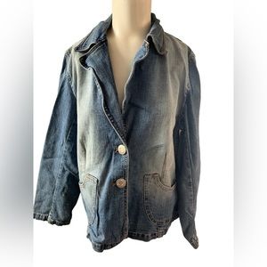 MXM Blue Denim Jean Jacket Truckers Style Button Down Women’s Size 14